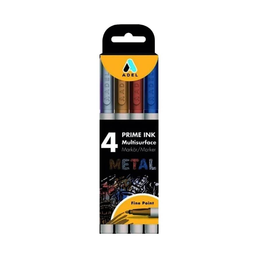 Adel Marker Prime Ink Multisurface 4'lü Metalik