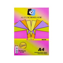 Alex Schoeller - Alex Schoeller Karışık Fosforlu Renkli A4 Fotokopi Kağıdı 100'lü