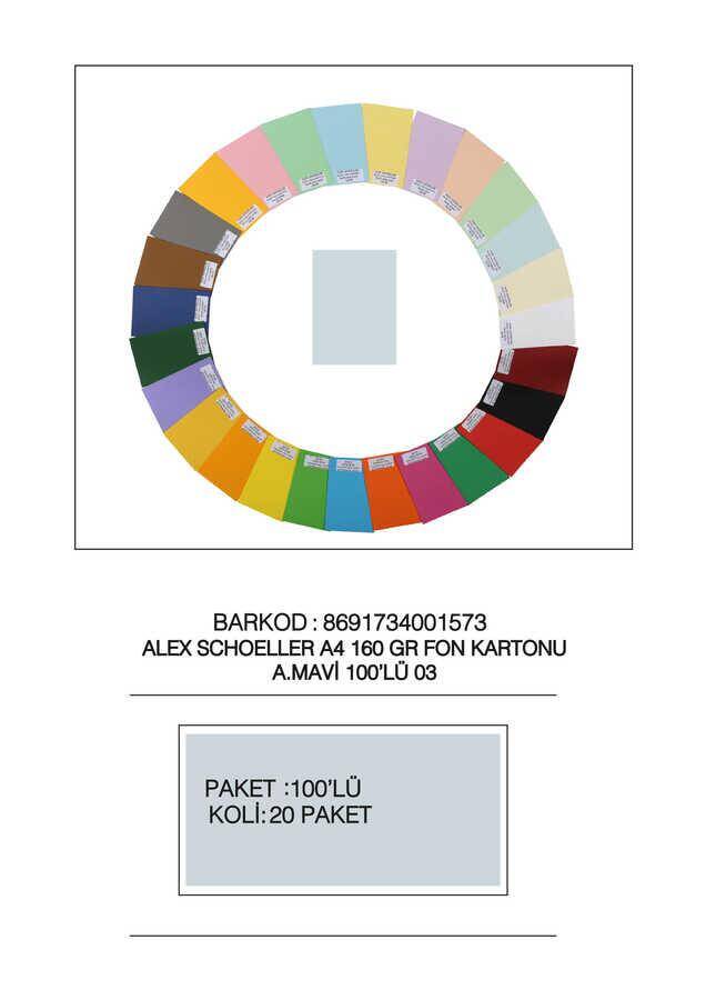 Alex Schoeller Kolej Fon Kartonu A4 No:03 Açık Mavi 100'lü