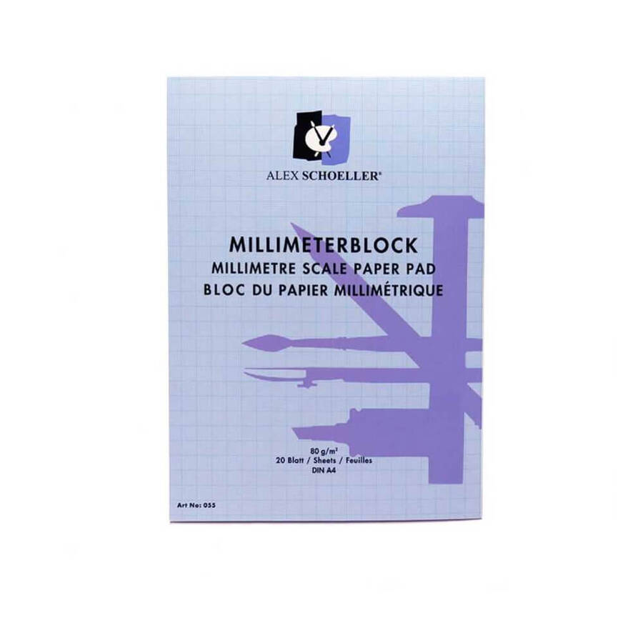 Alex Schoeller Millimetrik Blok A4 20 Yaprak 80 gr Mavi