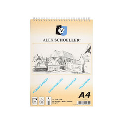 Alex Schoeller - Alex Schoeller Spiralli Dik Eskiz Blok A4 60 Yaprak 90 gr