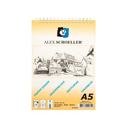 Alex Schoeller - Alex Schoeller Spiralli Dik Eskiz Bloknot A5 90 gr 60 Yaprak