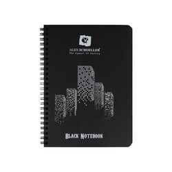 Alex Schoeller - Alex Schoeller Spiralli Plastik Kapak Defter Siyah A6 60 Yaprak