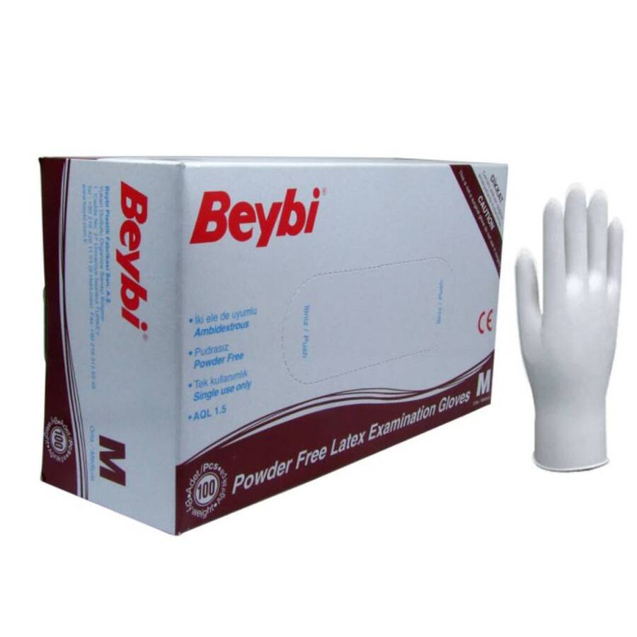 Beybi Pudrasız Latex Eldiven M 100' lü