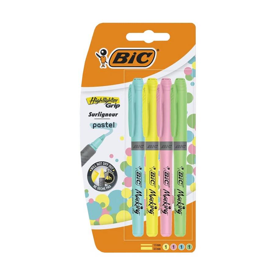 Bic Fosforlu Kalem Grip Pastel 4'lü Set