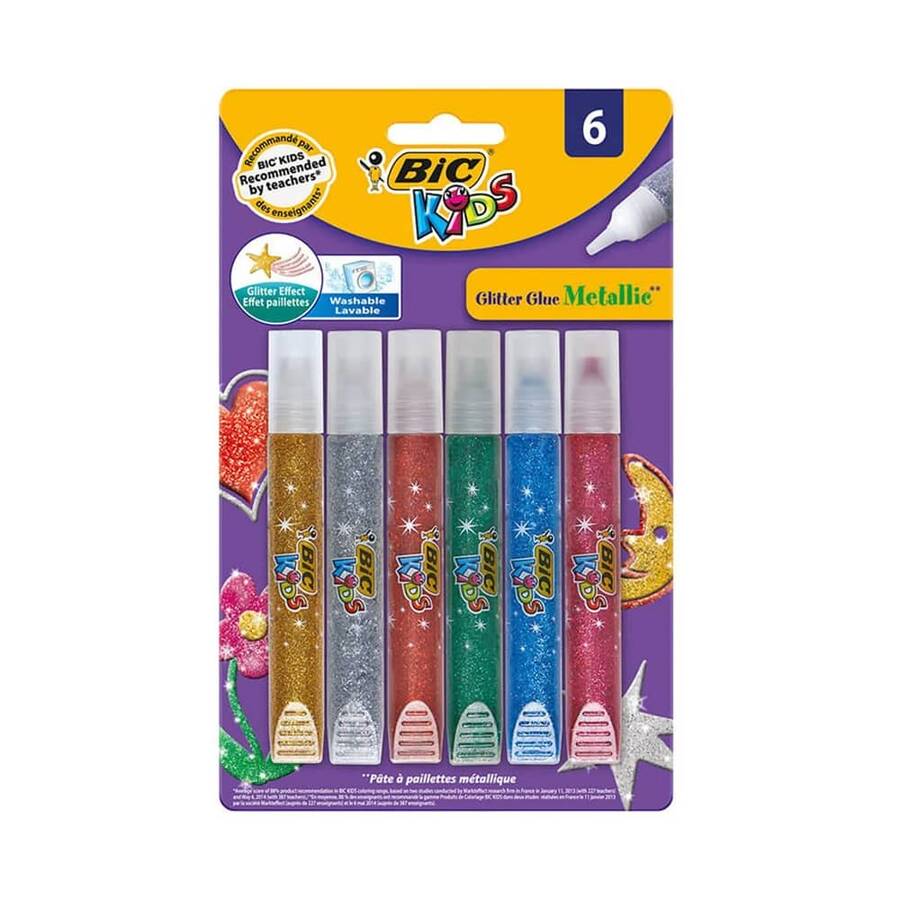Bic Yapıştırıcı Metalik Simli Glitter Glue 6'lı Blister 893269