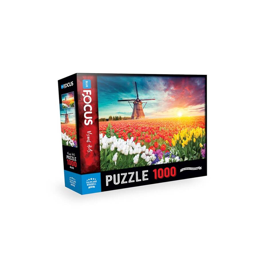 Bluefocus Puzzle 1000 Parça Laleler Ve Yel Değirmeni