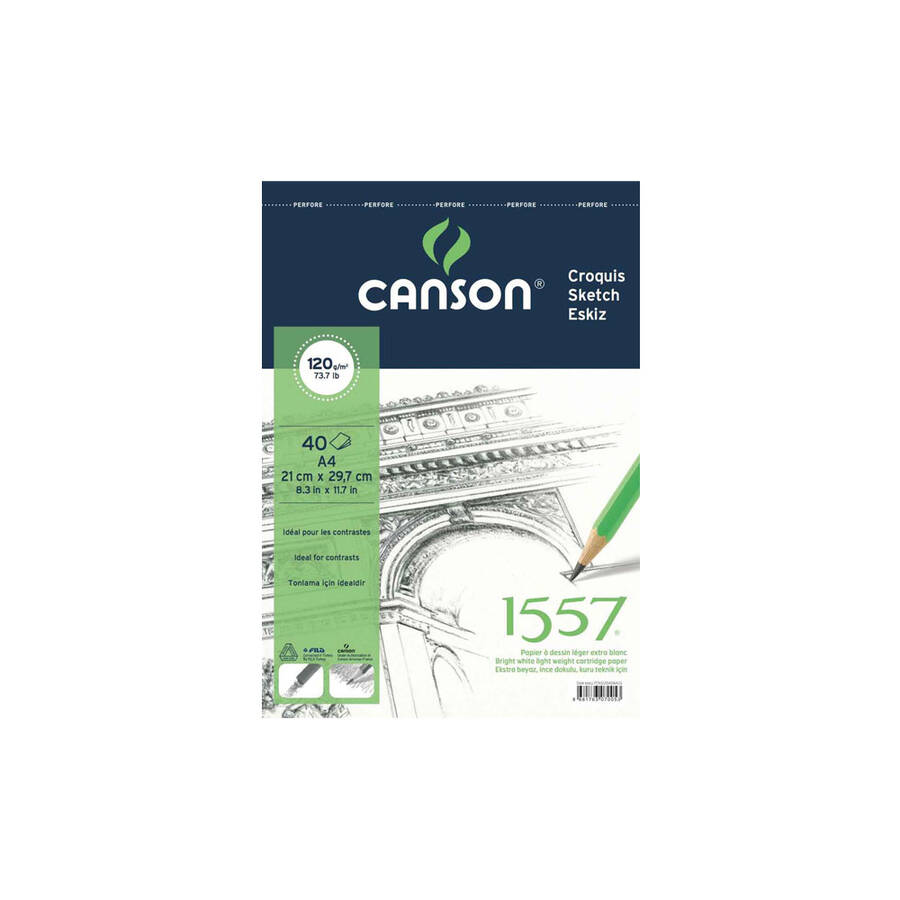 Canson Resim ve Çizim Blok Üsten Spiralli A4 120 gr 40 Yaprak