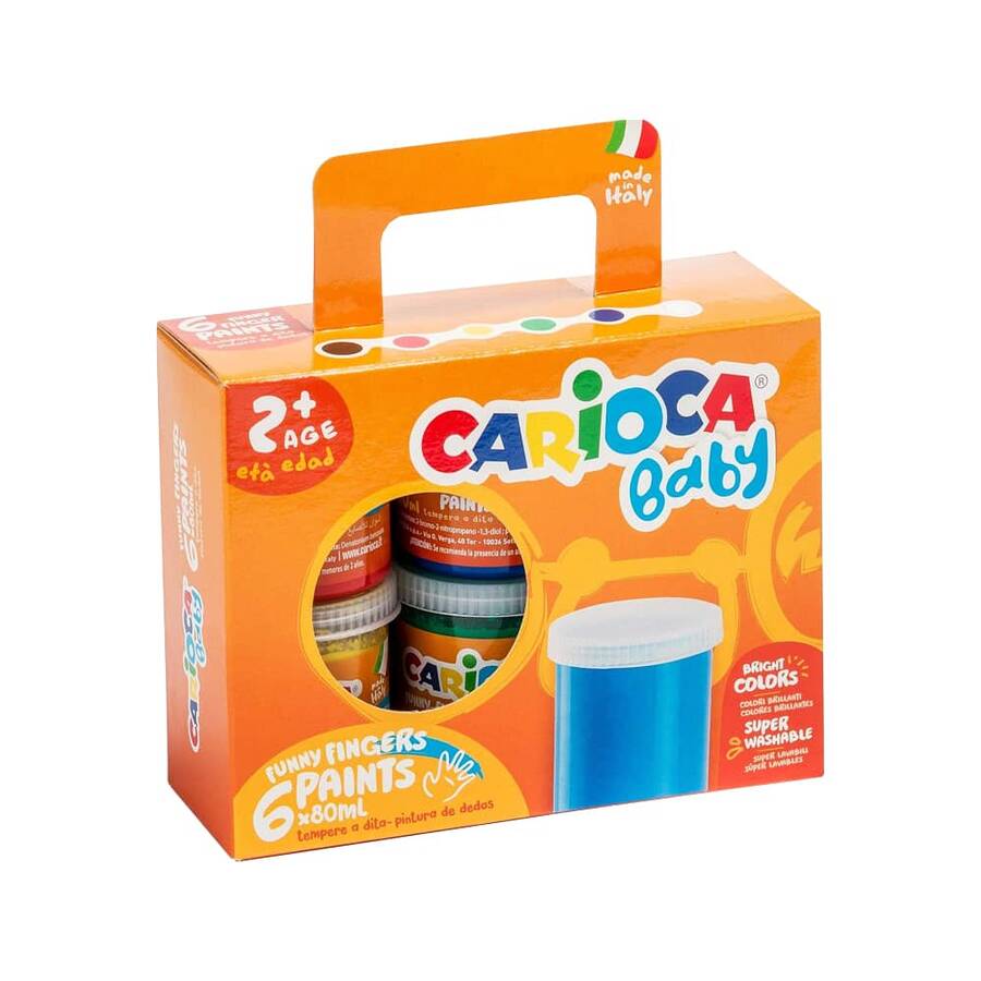 Carioca Baby Parmak Boyası 6'lı 6x80 ml Süper Yıkanabilir