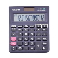 Casio - Casio MJ120D Hesap Makinesi 12 Hane 100 İşlem Tekarr Pilli ve Güneş Enerjili