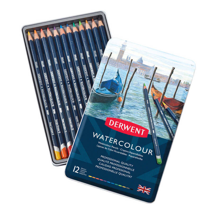 Derwent Watercolour Kuru Boya Metal Kutu 12'li