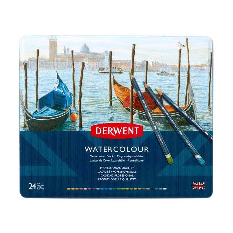 Derwent Watercolour Kuru Boya Metal Kutu 24'lü