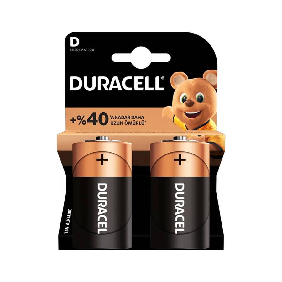 Duracell Büyük Boy Pil D 2'li Kart Lr20