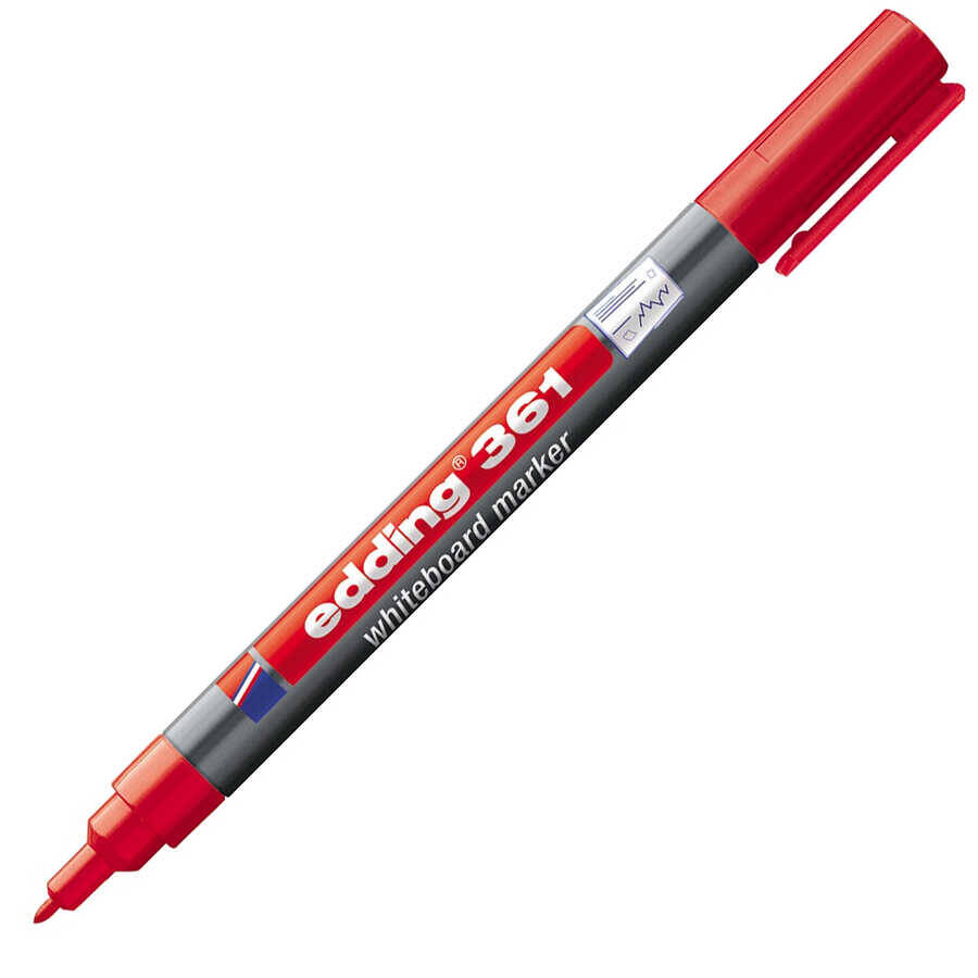 Edding 361 Beyaz Yazı Tahtası Kalemi İnce Uç 1 mm Kırmızı 