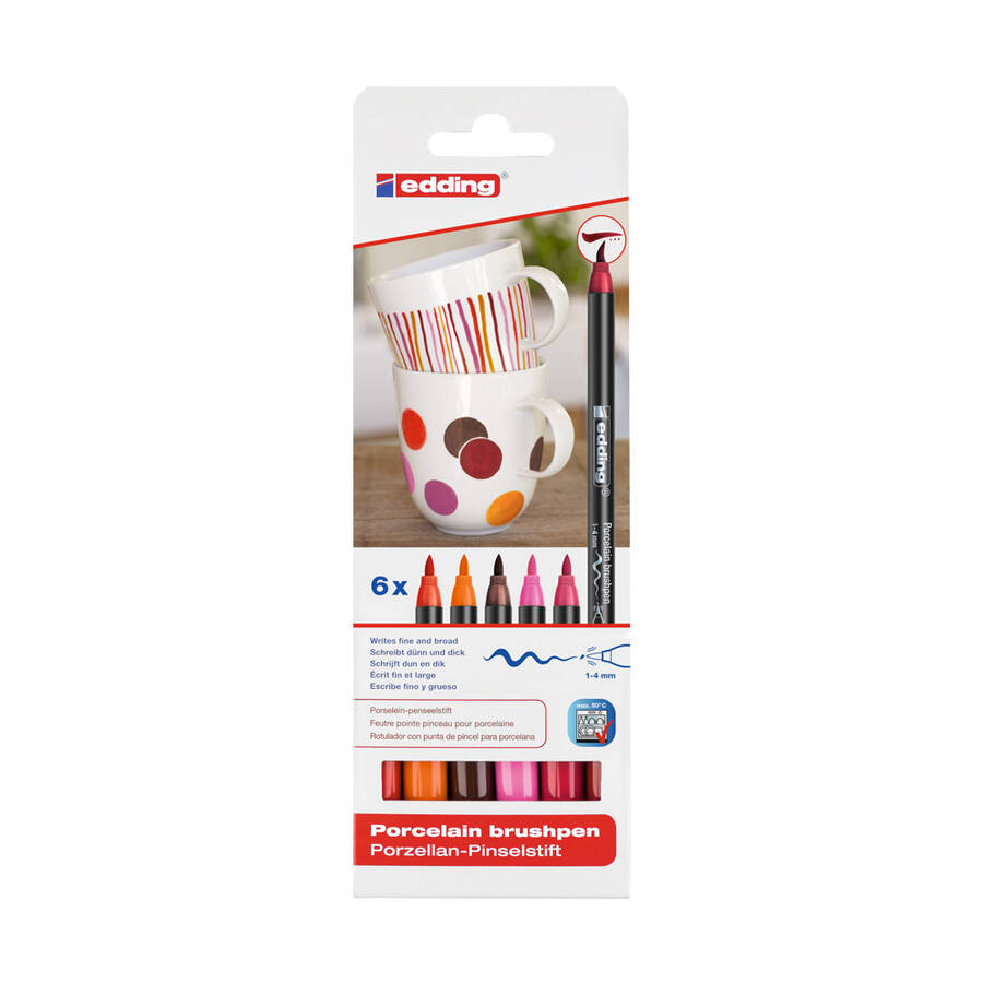 Edding E-4200 Porselen Kalemi Sıcak Renkler 6'lı Set