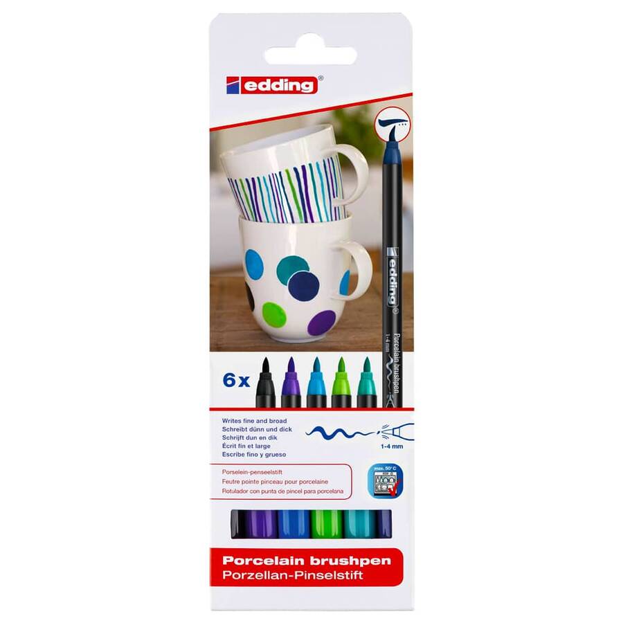 Edding 4200 Porselen Kalemi Soğuk Renkler 6'lı Set