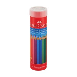 Faber-Castell - Faber Castell Boya Kalemi Jumbo Üçgen Tam Boy 12 Renk