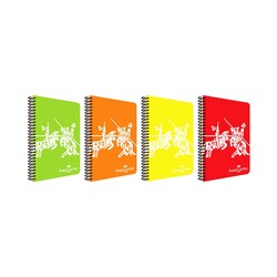 Faber-Castell - Faber-Castell Defter Plastik Kapak Spiralli Canlı Renkler 1 Düz 80 Yaprak