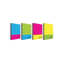 Faber-Castell - Faber-Castell Defter Plastik Kapak Spiralli Neon 120 Yaprak Kareli