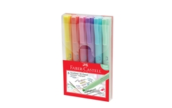 Faber-Castell - Faber Castell Fosforlu Kalem 38 Pastel Renkler 6'lı Poşet