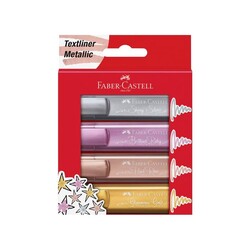 Faber-Castell - Faber Castell Fosforlu Kalem 46 Metalik 4'lü Karton (1)