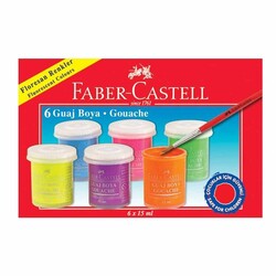 Faber-Castell - Faber Castell Guaj Boya Floresan 6 Renk