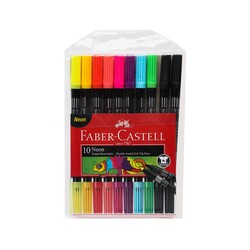 Faber-Castell - Faber-Castell Keçeli Kalem 10 Renk Neon Çift Taraflı (1)