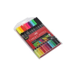 Faber-Castell - Faber-Castell Keçeli Kalem 10 Renk Neon Çift Taraflı