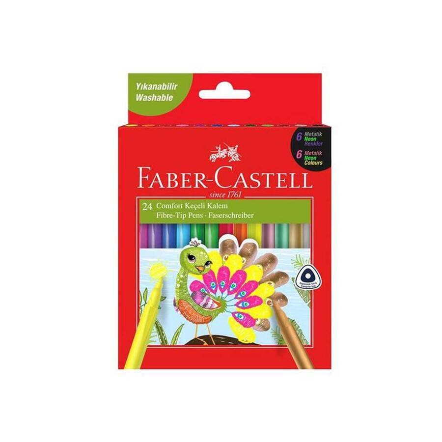 Faber-Castell Keçeli Kalem Comfort 6 Neon 6 Metalik 12 Klasik 24'lü