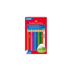 Faber-Castell - Faber-Castell Kuru Boya Kalemi Jumbo Üçgen Beyaz 12 Renk Tam Boy