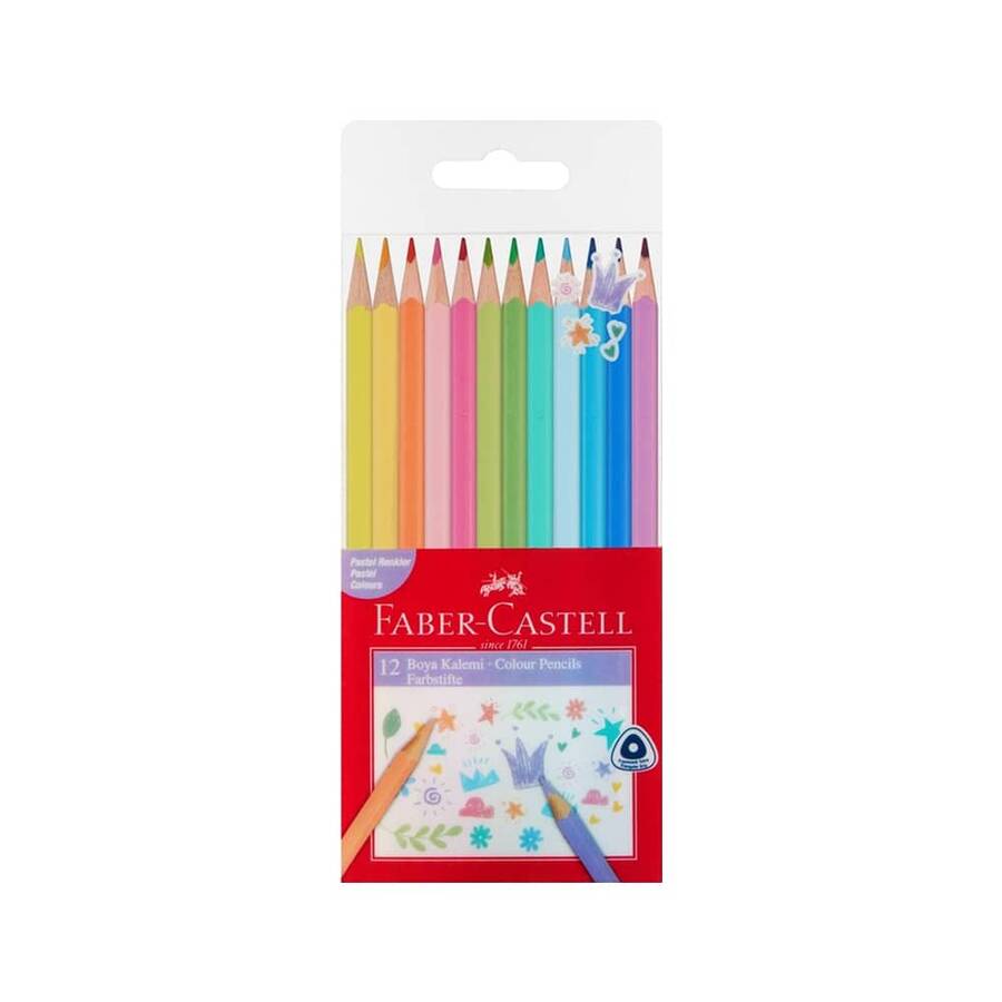 Faber-Castell Kuru Boya Pastel Renkler Üçgen 12'li