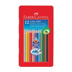 Faber-Castell - Faber Castell Boya Kalemi Metal Kutu 12 Renk