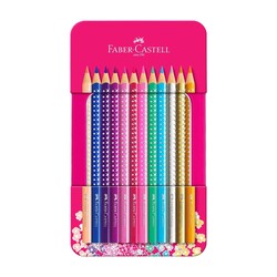 Faber-Castell - Faber-Castell Parlak Renkler Metal Kutu Pembe 12'li