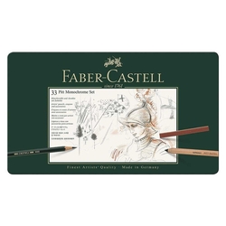 Faber-Castell - Faber Castell Pitt Mono Chrome Seti Metal Kutu 33 Parça