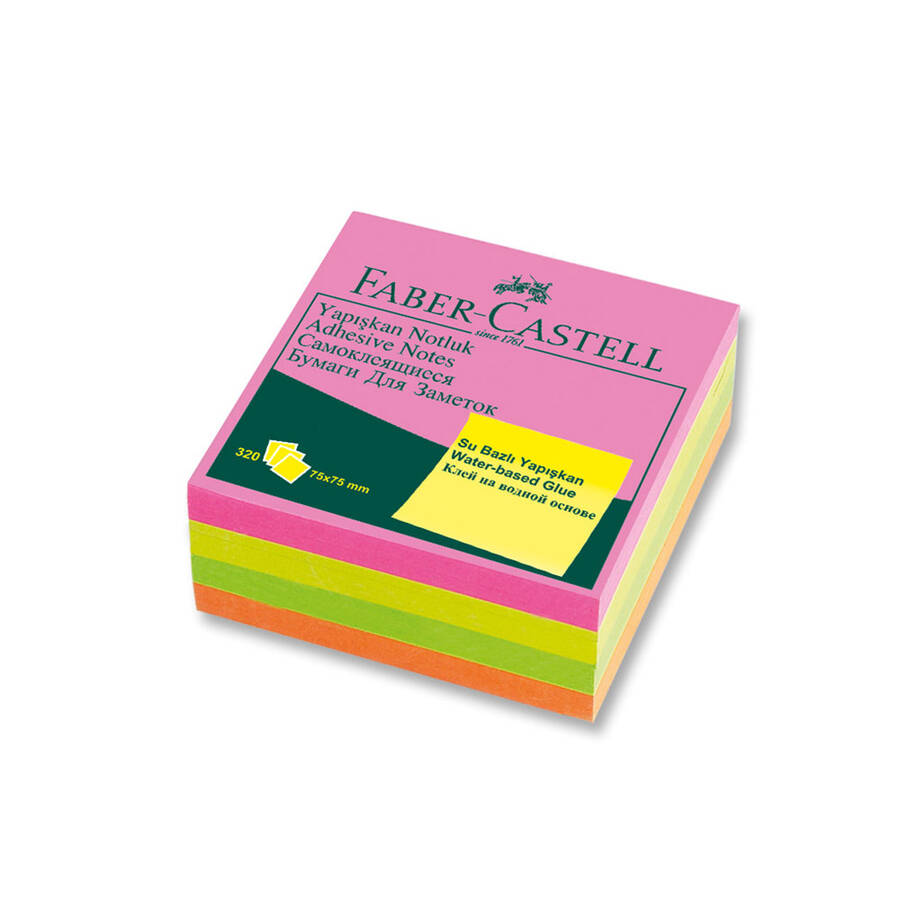 Faber Castell Renkli Küp Yapışkan Notluk 75x75 mm