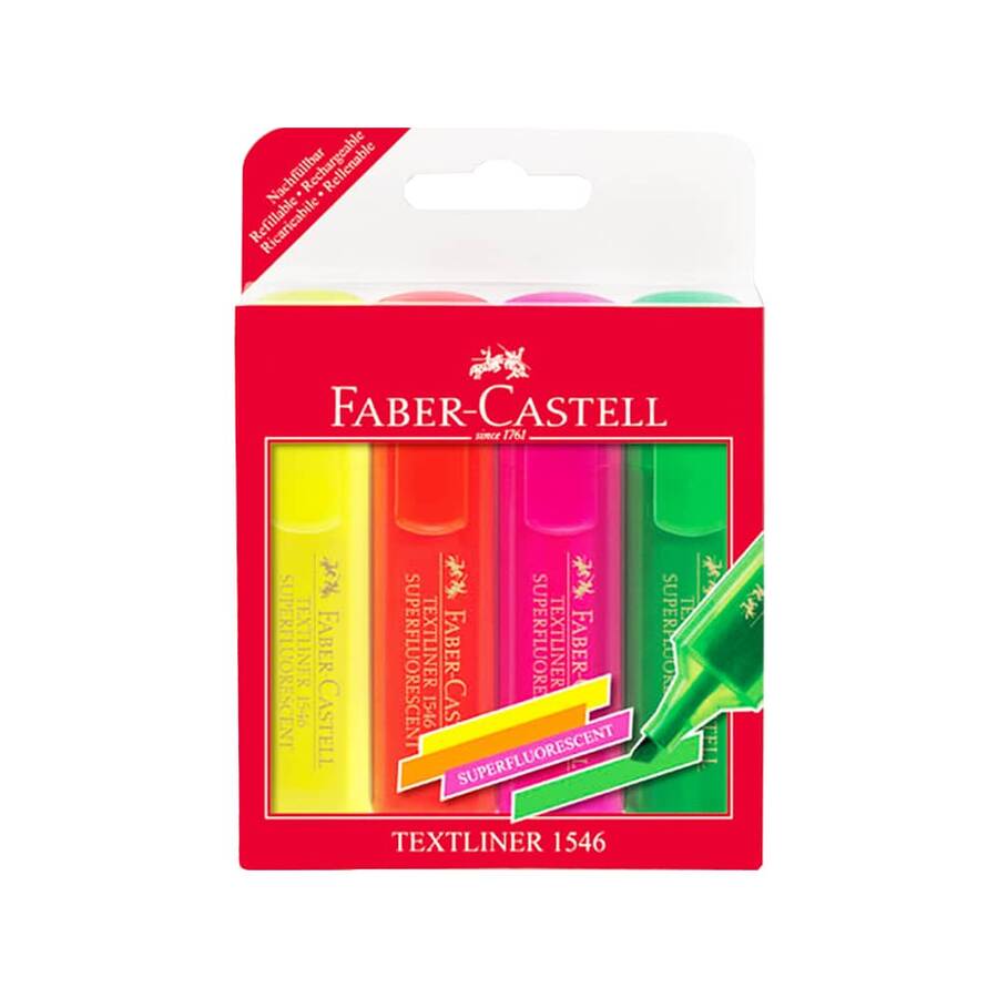 Faber Castell Şeffaf Gövde Fosforlu Kalem 4'lü