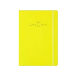 Faber-Castell - Faber Castell Suni Deri Lastikli Defter Neon A6 80 Yaprak Çizgili 