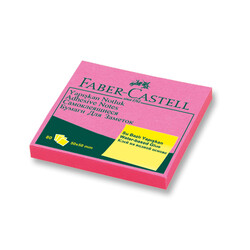 Faber-Castell - Faber-Castell Yapışkan Not Kağıdı 50x50 mm Fosforlu Pembe