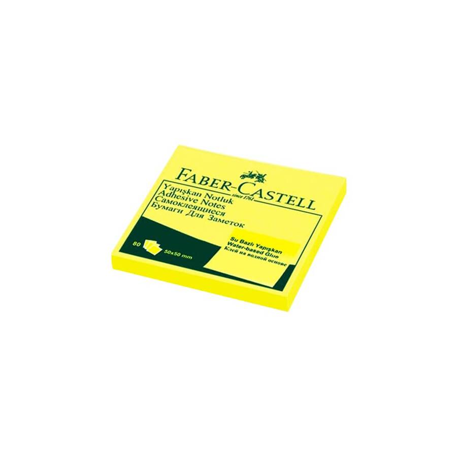Faber Castell Yapışkan Not Kağıdı 50x50 mm Fosforlu Sarı