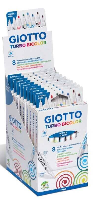 Giotto Turbo Bicolor Renk Değiştiren Keçeli Askılı Paket 8'li