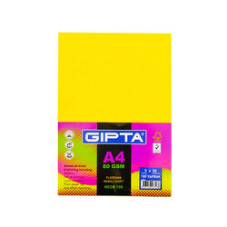Gıpta - Gıpta A4 Renkli Kağıt 100'lü - 5 Renk Fosforlu