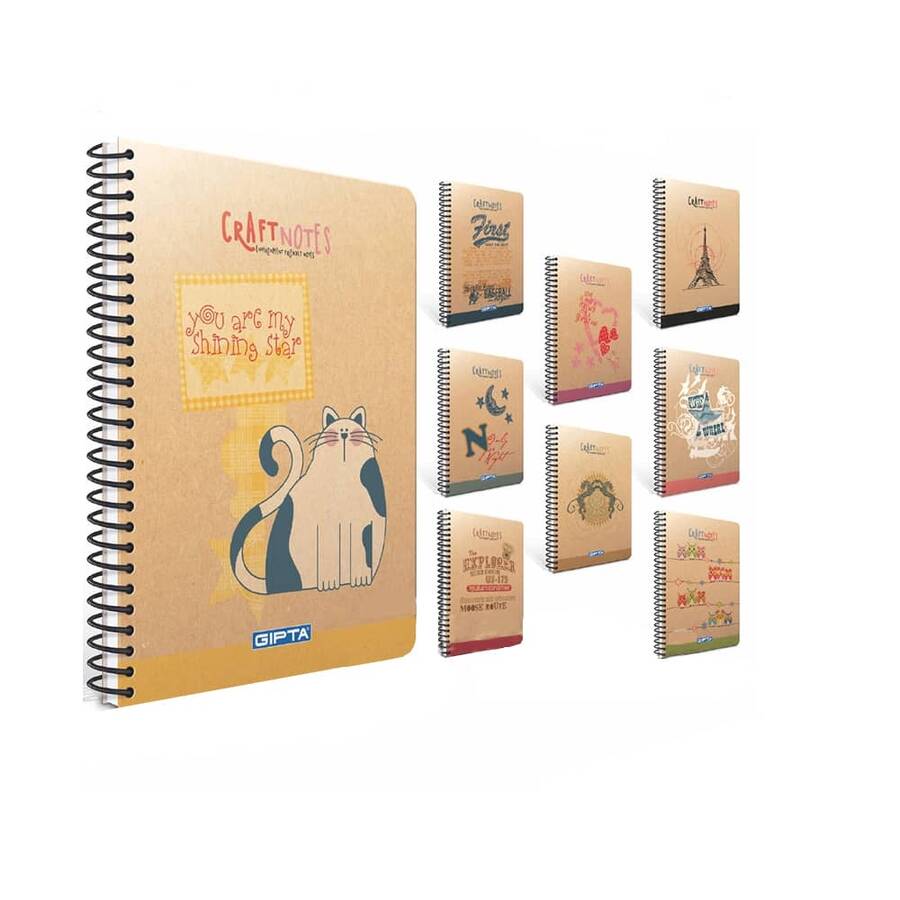 Gıpta Defter Craft Notes Spiralli Sert Kapak A6 100 Yaprak Çizgisiz