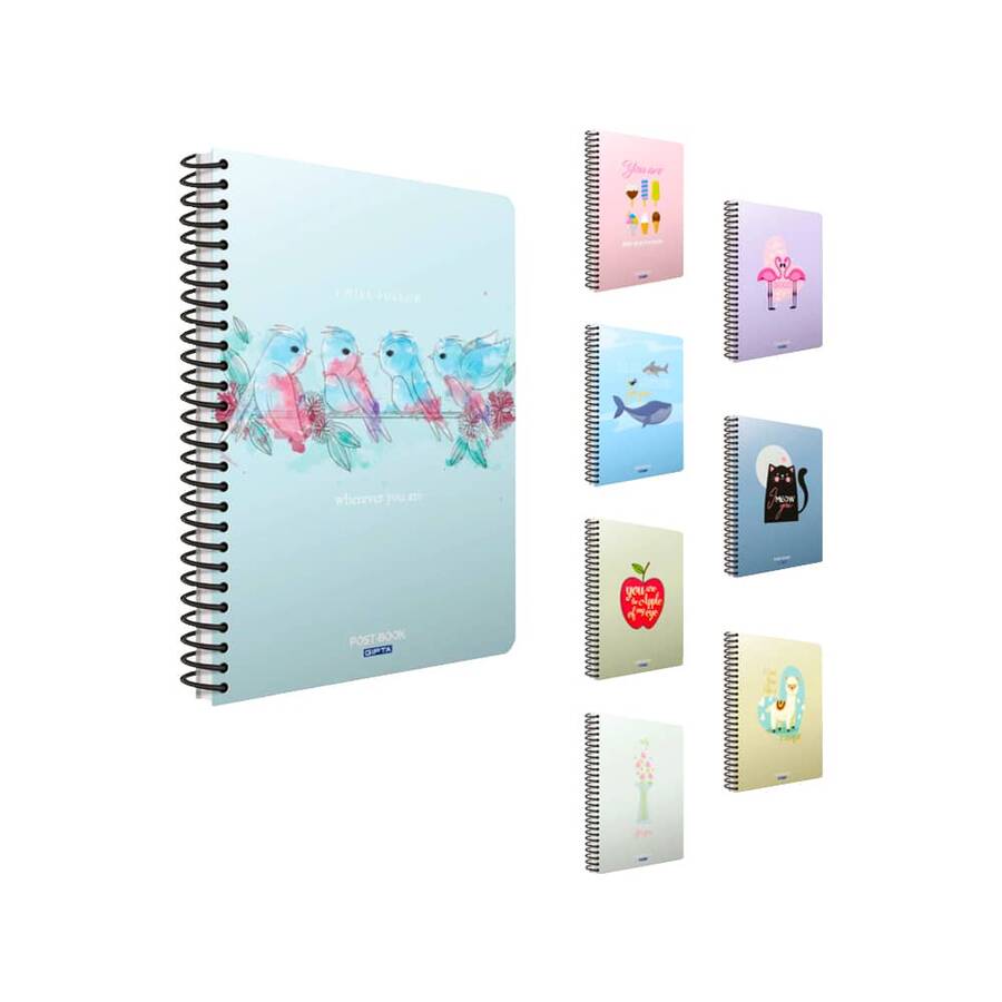 Gıpta Defter Post Book Spiralli Karton Kapak A6 80 Yaprak Kareli