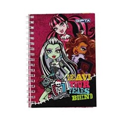 Gıpta - Gıpta Detfer A4 Monster High Spiralli Kapak 72 Yaprak Çizgili
