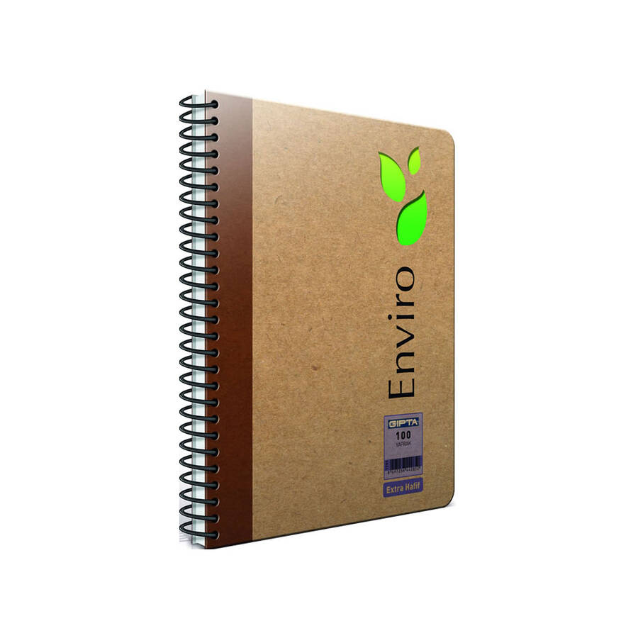 Gıpta Enviro Spiralli Kraft Sert Kapak Defter 17x24 100 Yaprak Çizgisiz