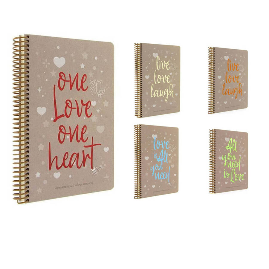 Gıpta Love Book Spiralli Sert Kapak Defter 17x24 cm 120 Yaprak Kareli