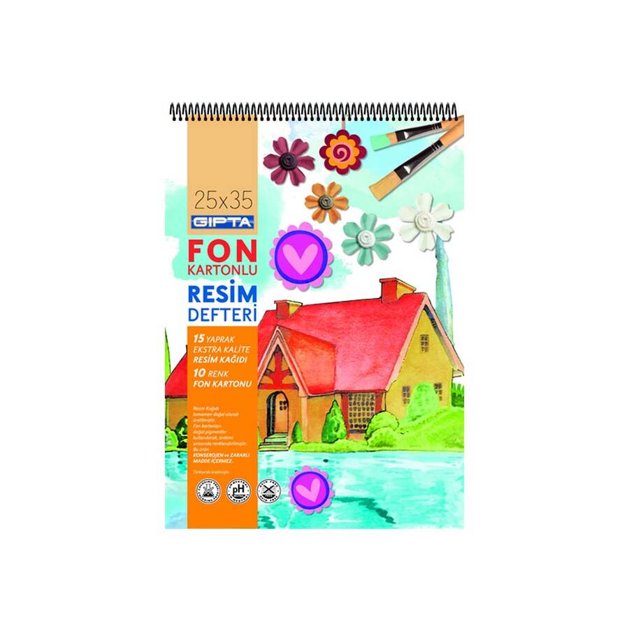 Gıpta Spiralli Fon Kartonulu Resim Defter 25 x 35-15 Yaprak +10 Yaprak