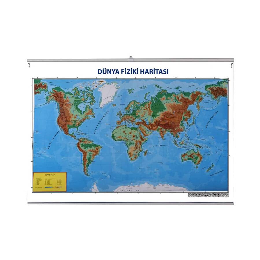 Gülpaş Dünya Fiziki ve Siyasi Harita Çıtalı 70x100 cm