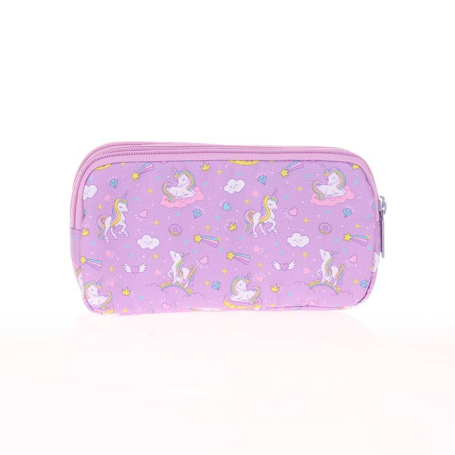 Kaukko Kalem Çantası Kids&Love 3 Bölmeli Flat Unicorn 8110