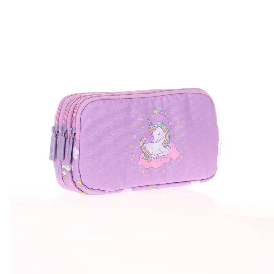 Kaukko Kalem Çantası Kids&Love 3 Bölmeli Flat Unicorn 8110